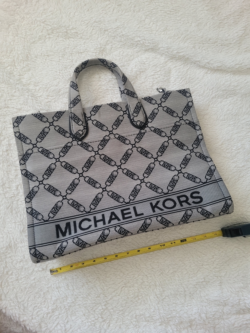 MICHAEL KORS Beige & Black Logo Tote Bag